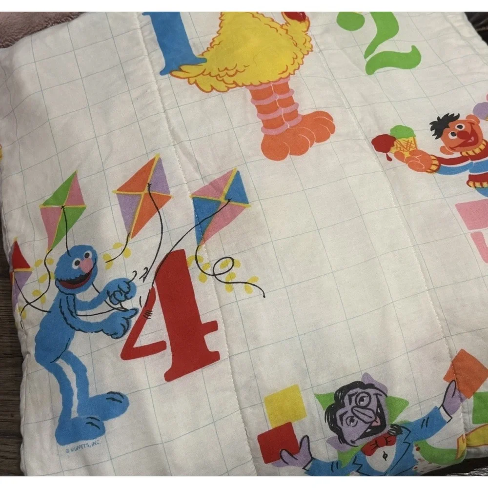 Vintage Sesame Street Twin Comforter Blanket Numbers Big Bird Cookie Monster